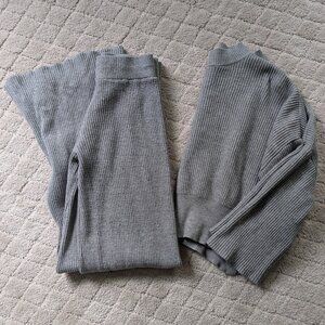 Gray Ribbed Knit Sweater Lounge Set